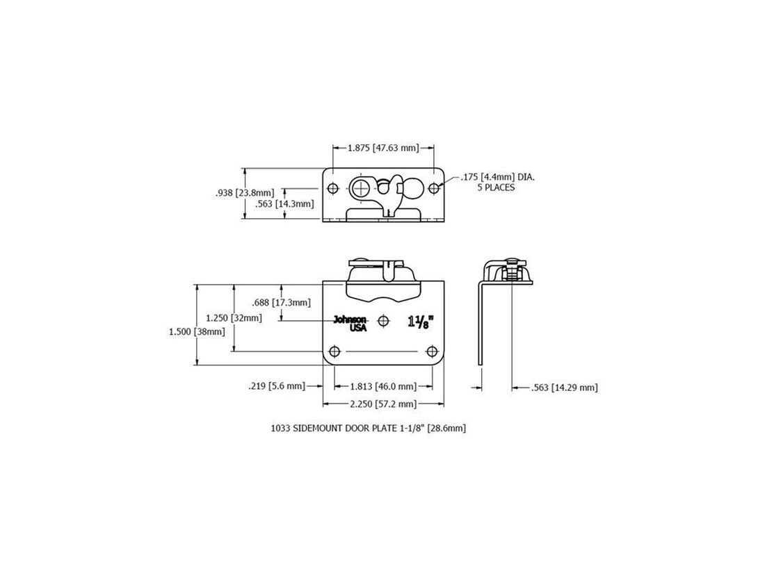 1033 Side Mount Hanger Plate 1-1/8" [29mm] Door