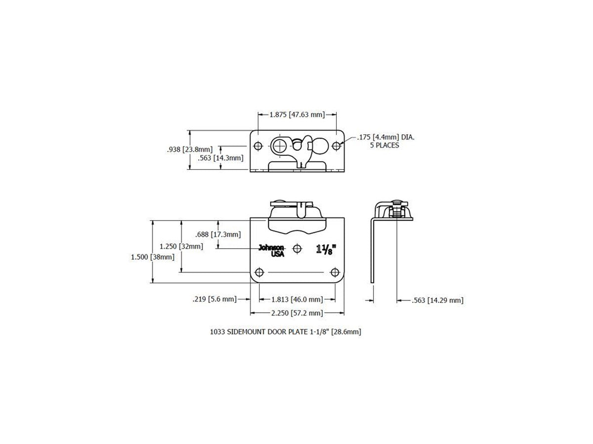 1033 Side Mount Hanger Plate 1-1/8" [29mm] Door