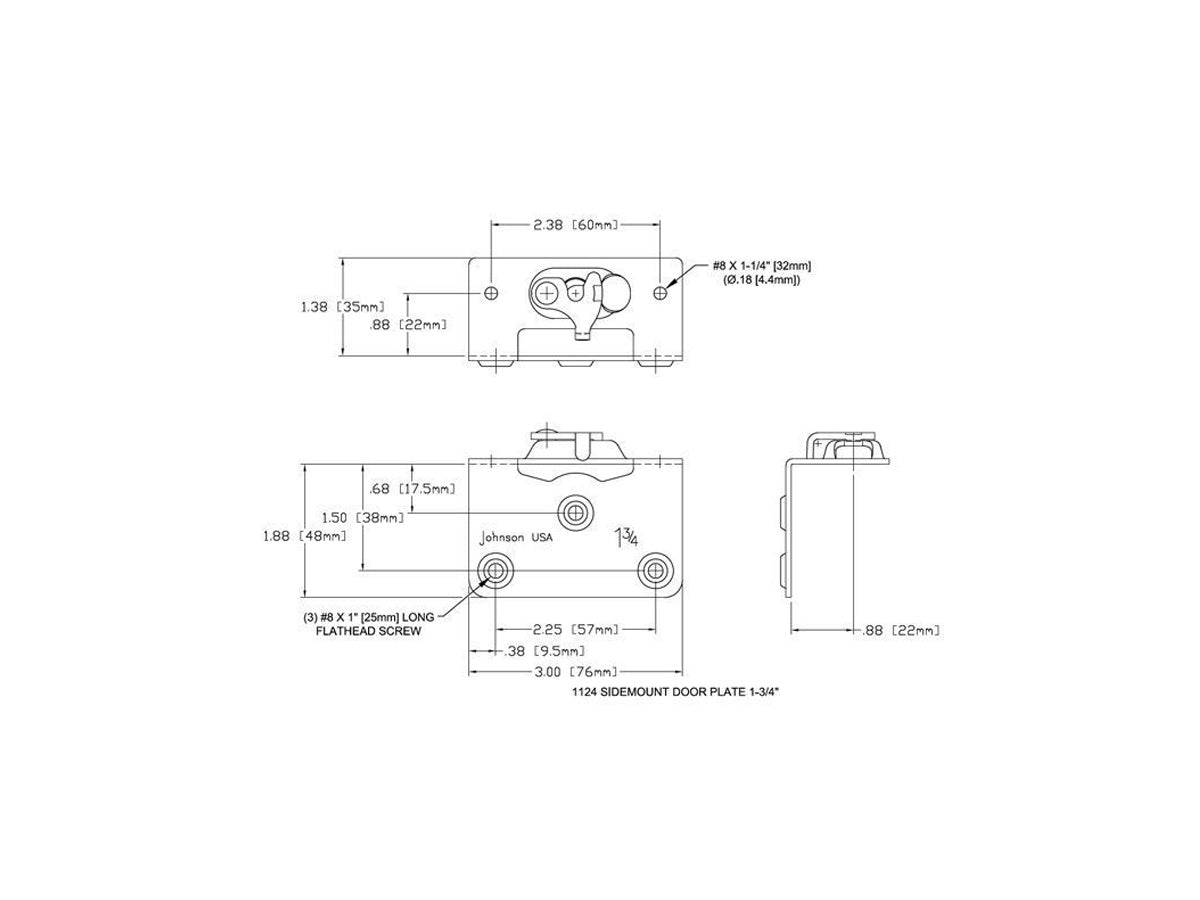 1124 1-3/4" [44mm] Side Mount Hanger Plate