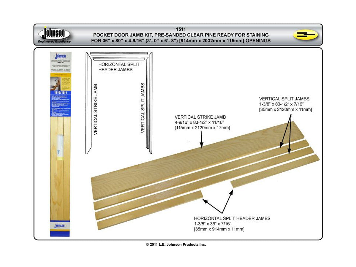 Johnson 15113068 Stain Grade Pocket Door Jamb Kit