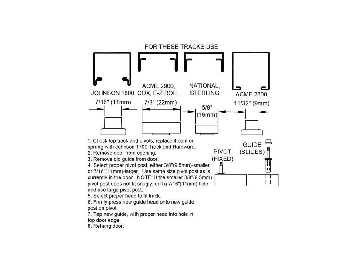 1832PPK3 Universal Bi-Fold Door Guide Kit