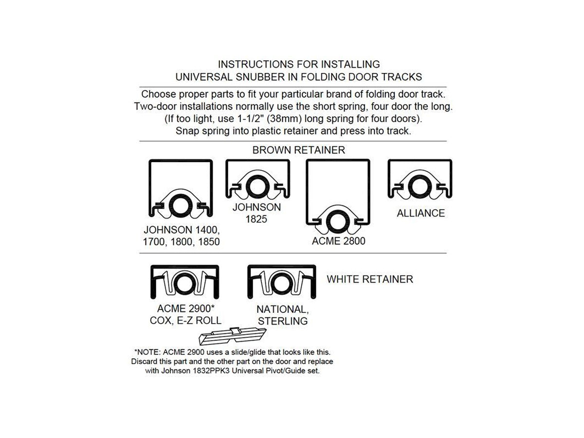 1833PPK3 Universal Bi-Fold Door Snubber Kit