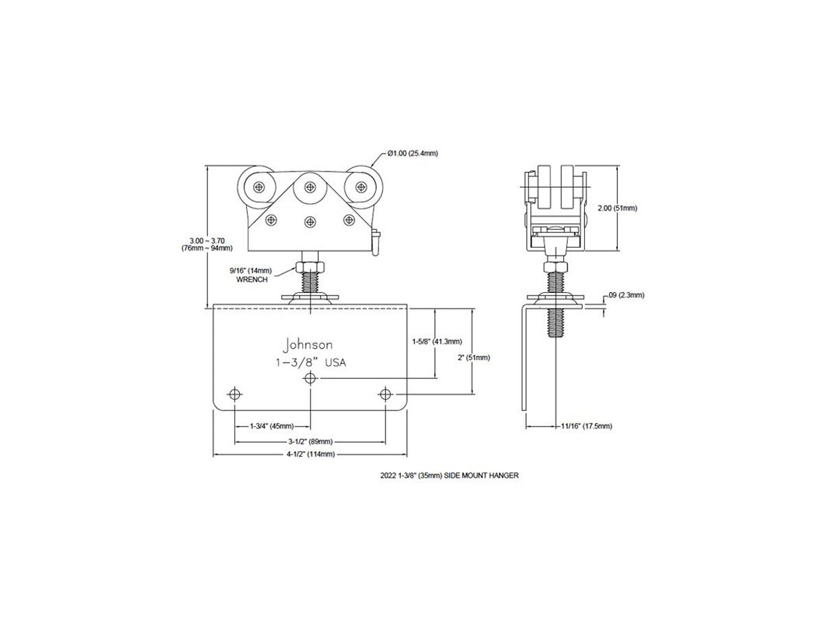2022 Side Mount 1-3/8" [35mm] Door Hanger