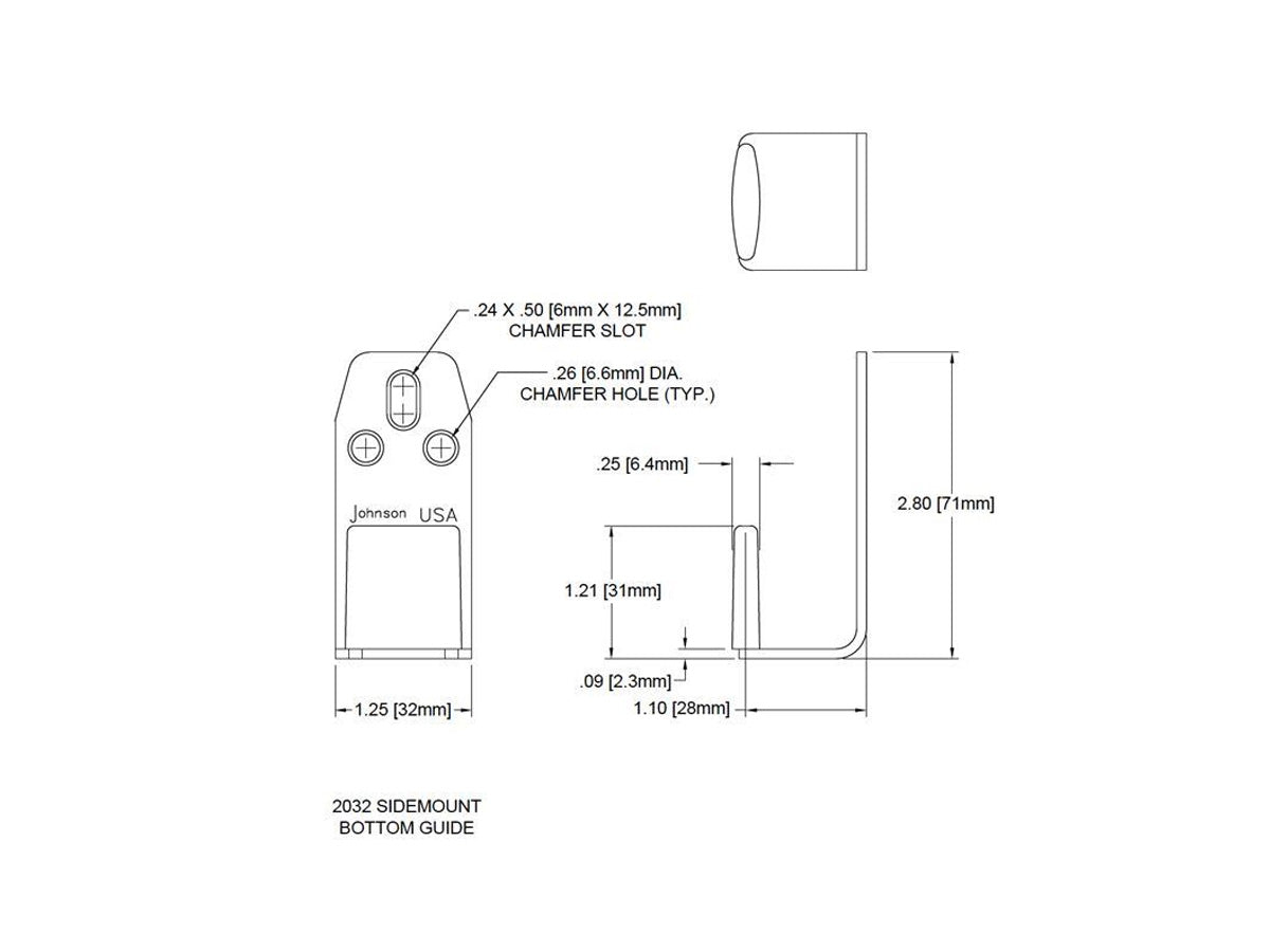 2032 Side Mount 1-3/8" [35mm} Door Guide