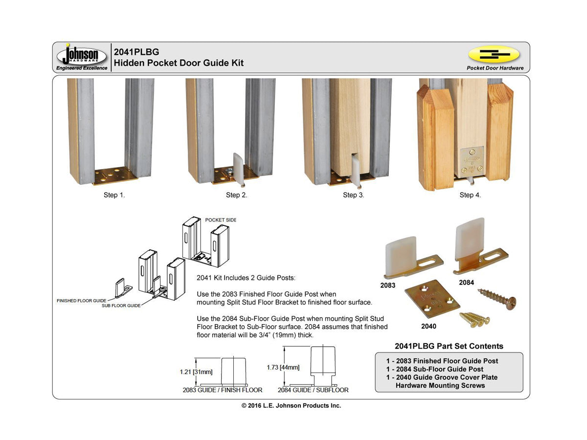 2041PLBG Hidden Pocket Door Guide Kit