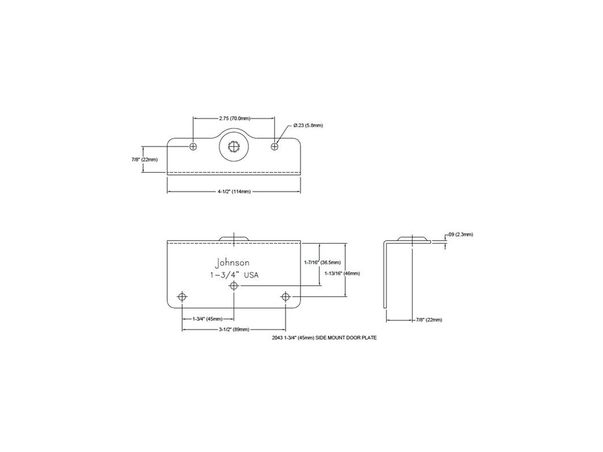 2043 Side Mount 1-3/4" [44mm] Door Hanger Plate