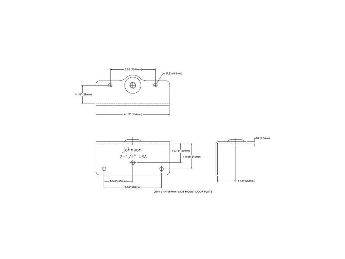 2044 Side Mount 2-1/4" [57mm] Door Hanger Plate