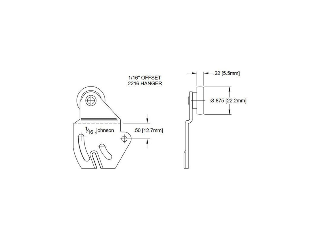 2216 1/16" Offset Johnson Track Hanger