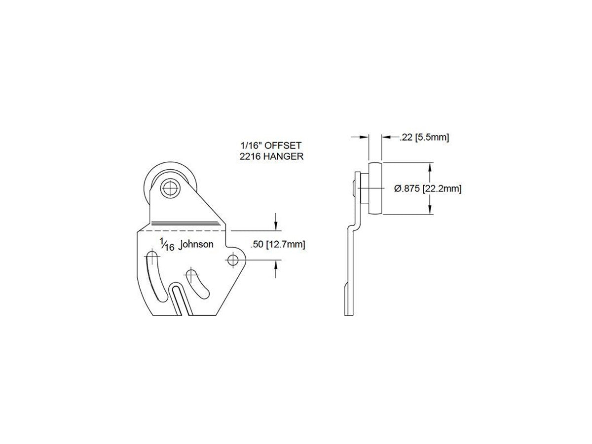 2216 1/16" Offset Johnson Track Hanger