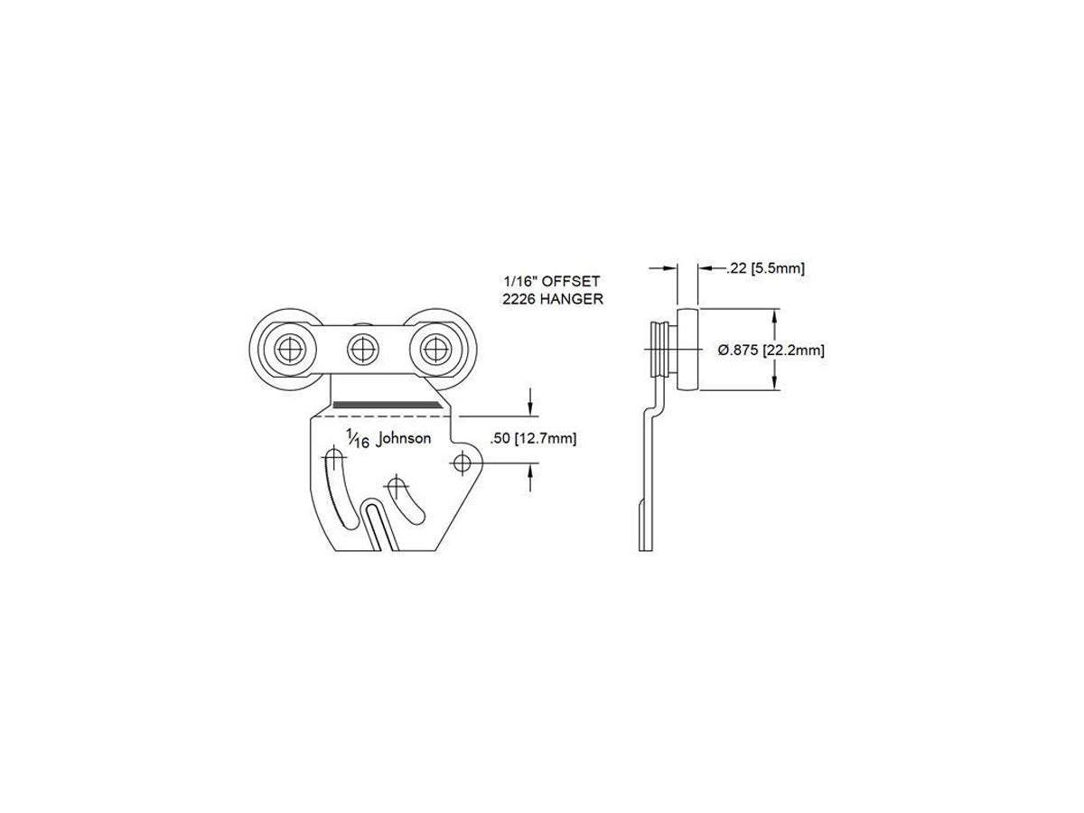 2226 1/16" Offset Johnson Track Hanger