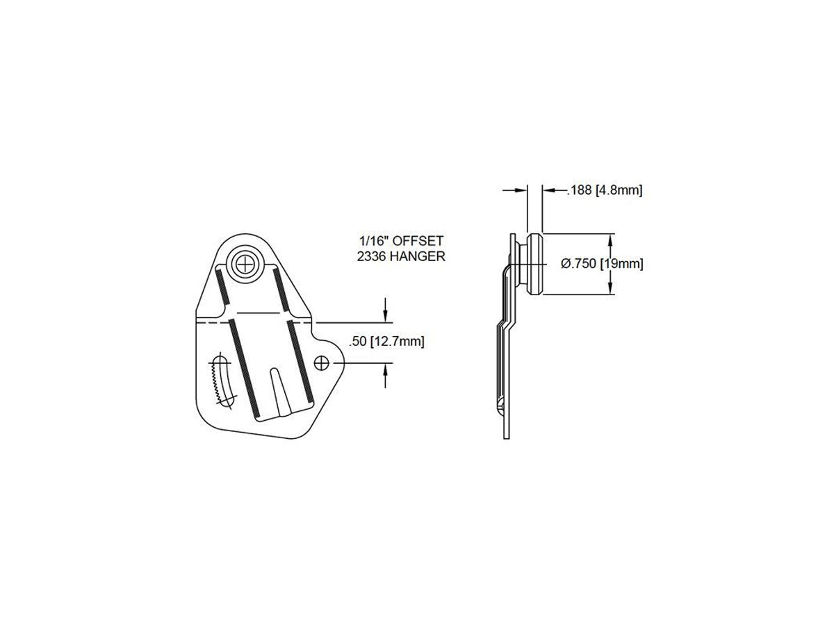 2336 Universal 1/16" Offset 3/4" Dia. "V" Track Bypass Hanger