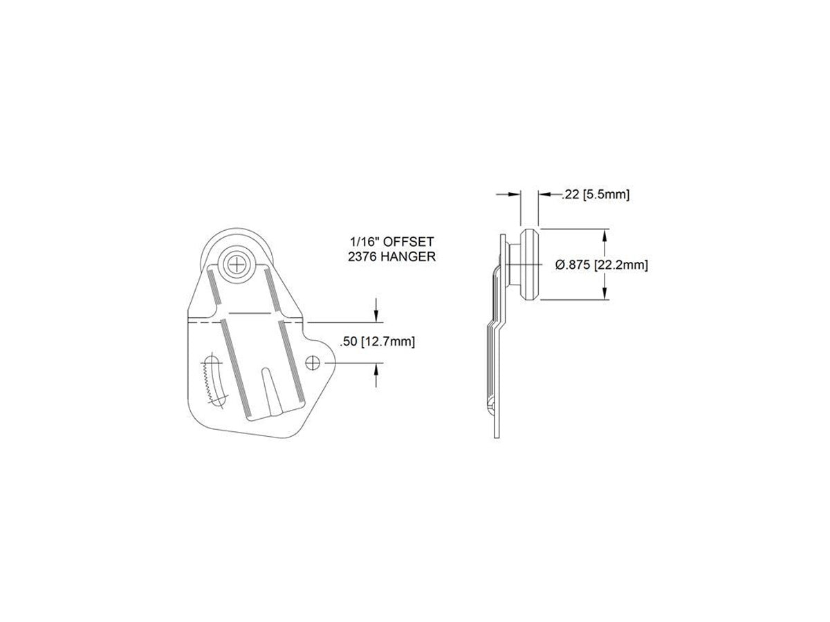 2376 Universal 1/16" Offset 7/8" Diameter "V" Track Bypass Hanger