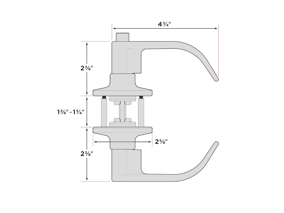 Sure-Loc Alder Interior Door Lever - Dimensions