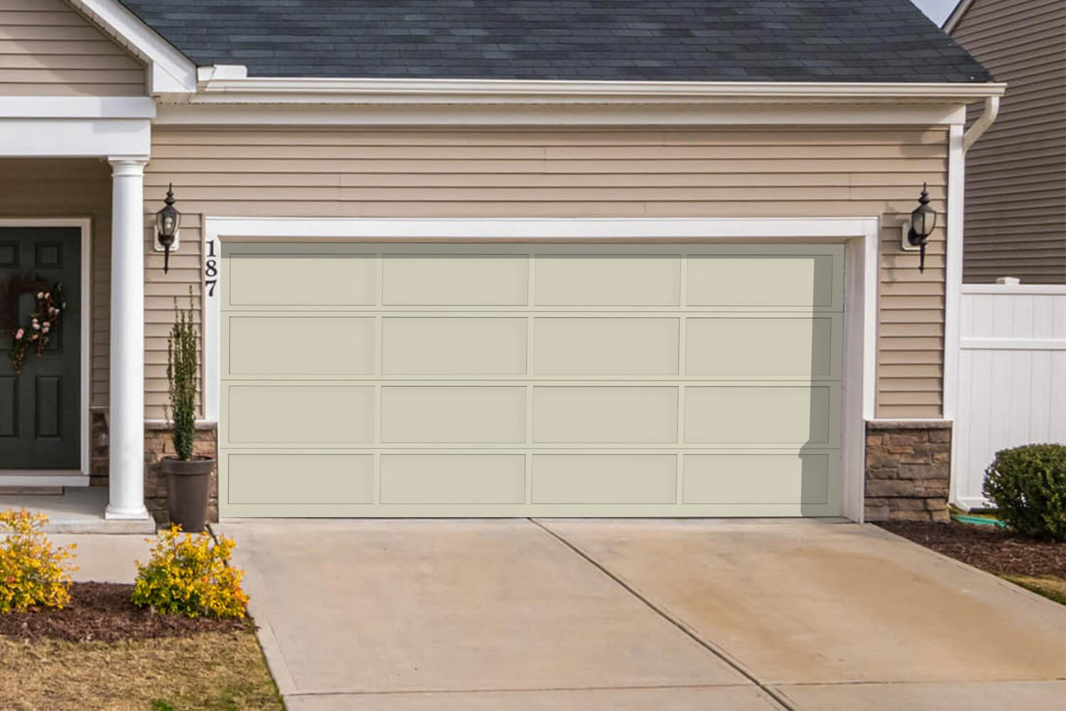 CHI Full-View Aluminum Insulated Modern Garage Doors in Powder Coated Almond