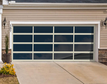 CHI Full-View Aluminum Insulated Modern Garage Doors with Glass in Powder Coated Almond