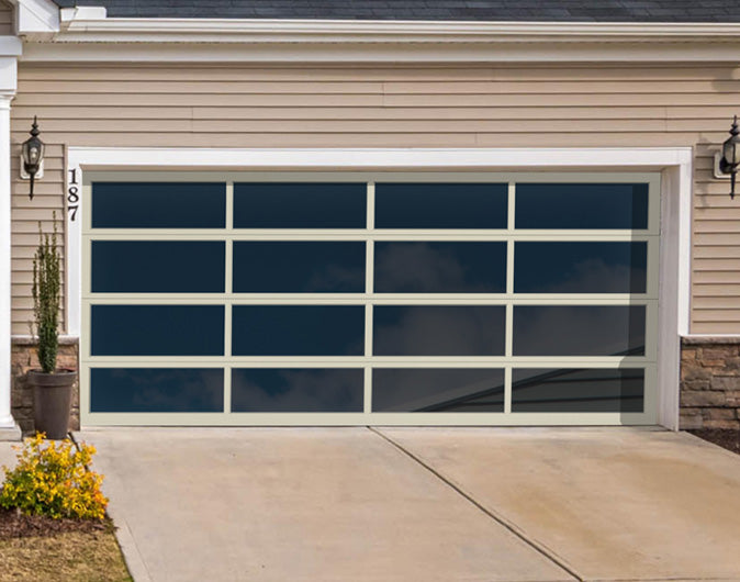 CHI Full-View Aluminum Insulated Modern Garage Doors with Glass in Powder Coated Ivory
