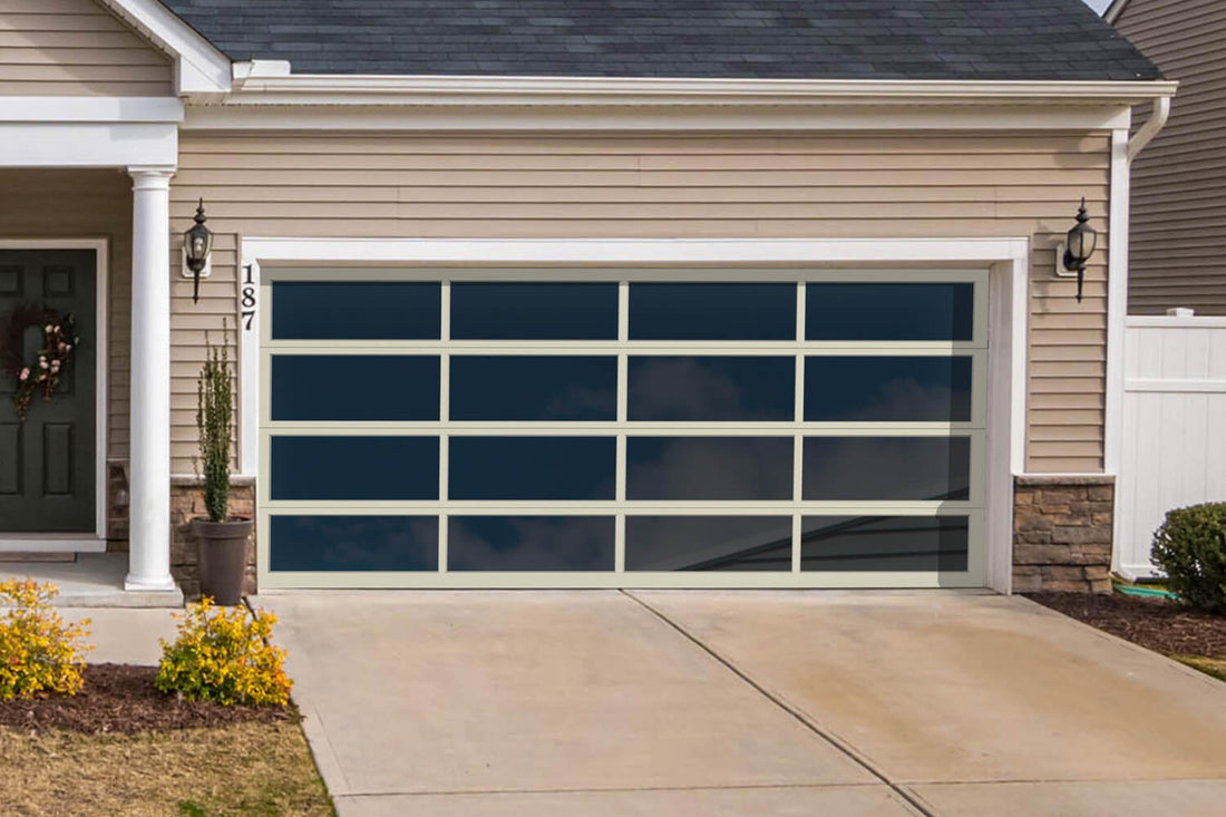 CHI Full-View Aluminum Insulated Modern Garage Doors with Glass in Powder Coated Ivory