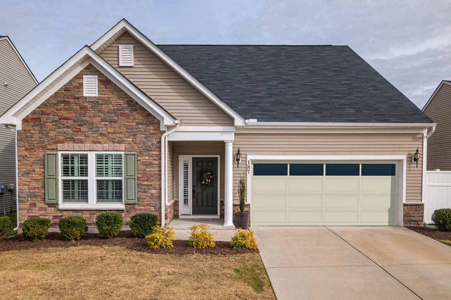 CHI Full-View Aluminum Insulated Modern Garage Doors with Top Glass in Powder Coated Almond