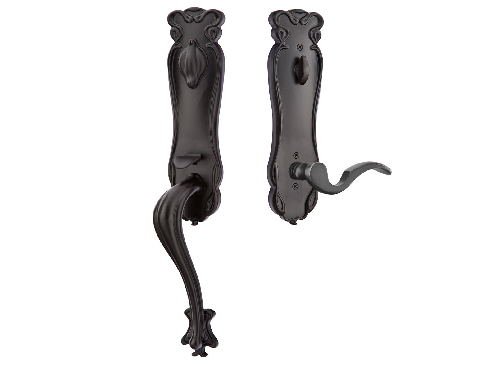 Emtek Art Nouveau Tubular Entry Handleset Flat Black Bronze Patina FB
