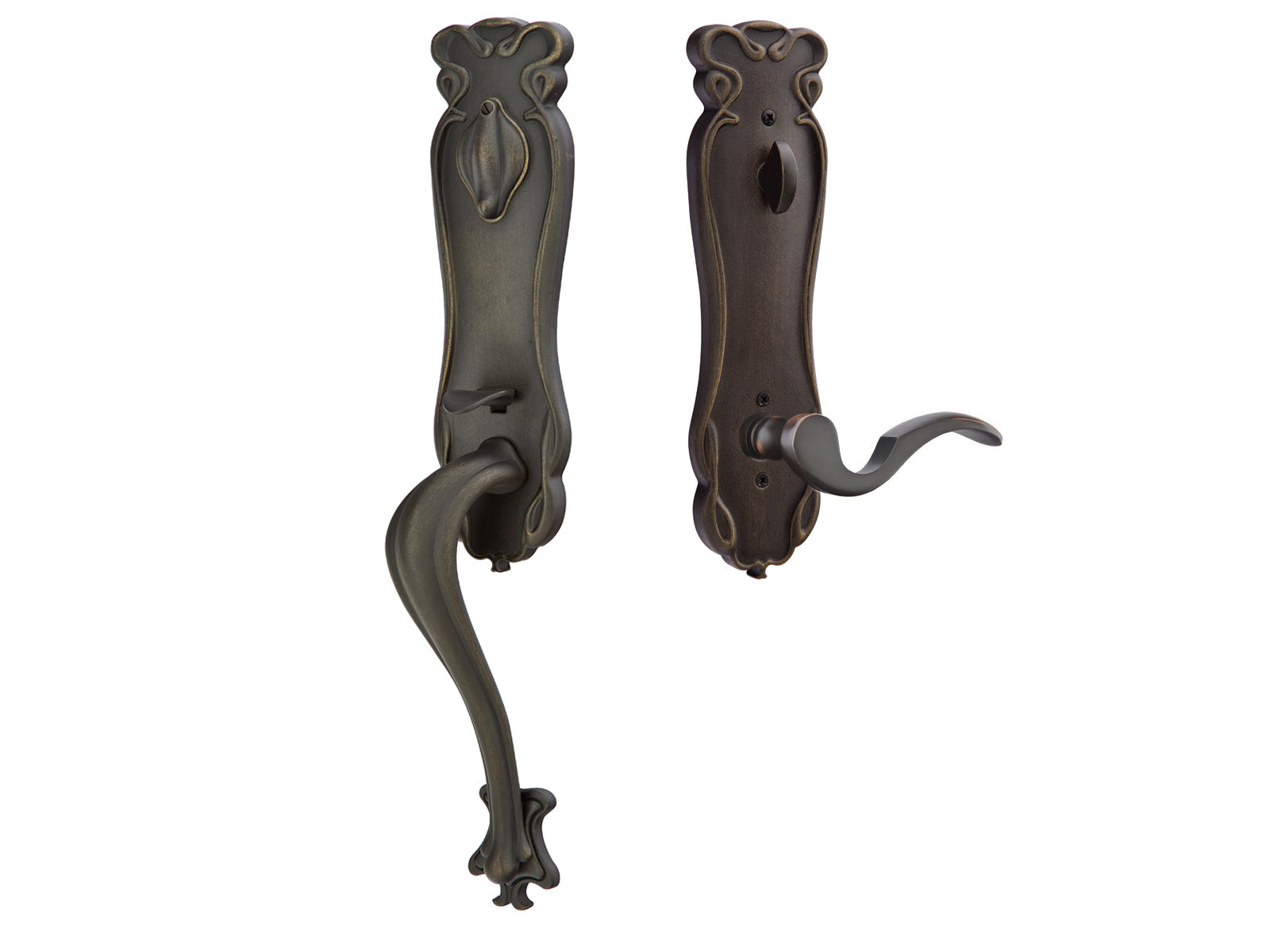 Emtek Art Nouveau Tubular Entry Handleset Medium Bronze Patina MB
