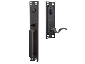 Emtek Arts & Crafts Full Length Tubular Entry Handleset Flat Black US19