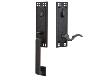 Emtek Arts & Crafts Tubular Entry Handleset Flat Black US19