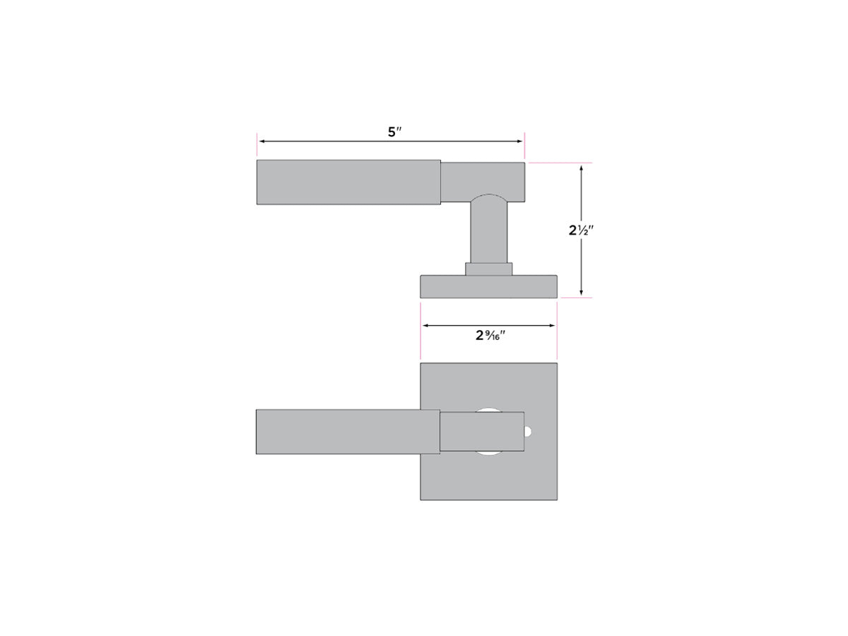 Sure-Loc Aspra Square Interior Door Lever - Dimensions