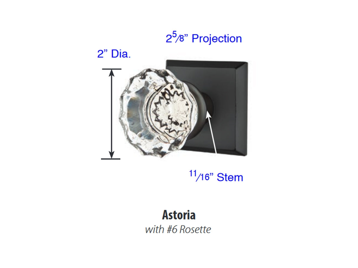 Emtek Astoria Clear Crystal Knob - Dimensions