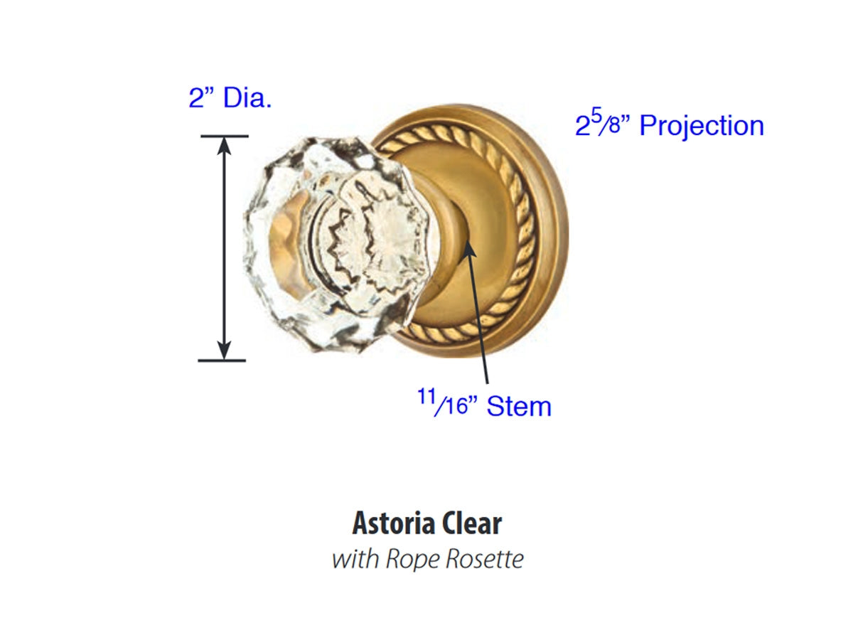 Emtek Astoria Clear Crystal Knob - Dimensions