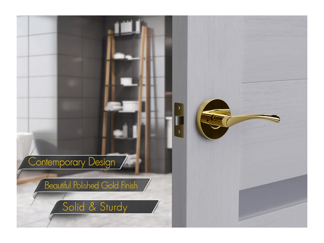 Avalon Charm Modern Interior Door Lever in Brushed Gold