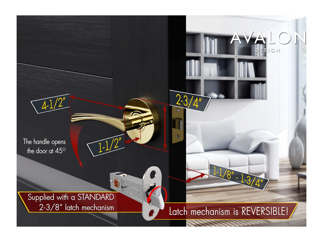 Avalon Charm Modern Interior Door Lever in Brushed Gold