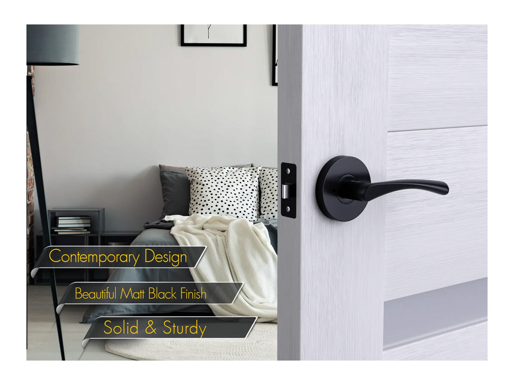 Avalon Charm Modern Interior Door Lever in Matte Black