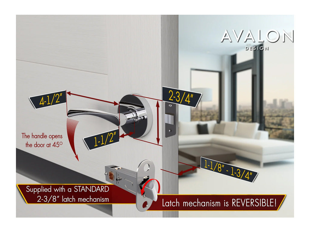 Avalon Charm Modern Interior Door Lever in Polished Chrome