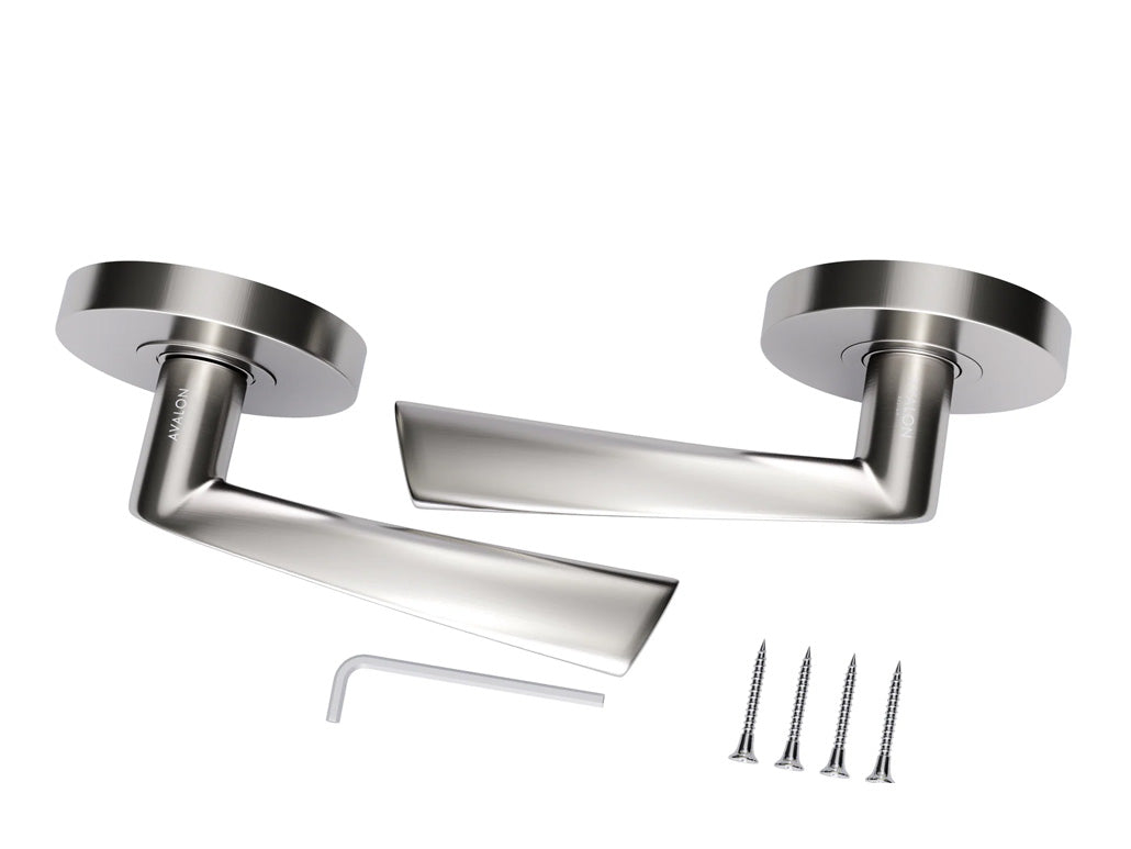 Avalon Charm Modern Interior Door Lever in Satin Nickel