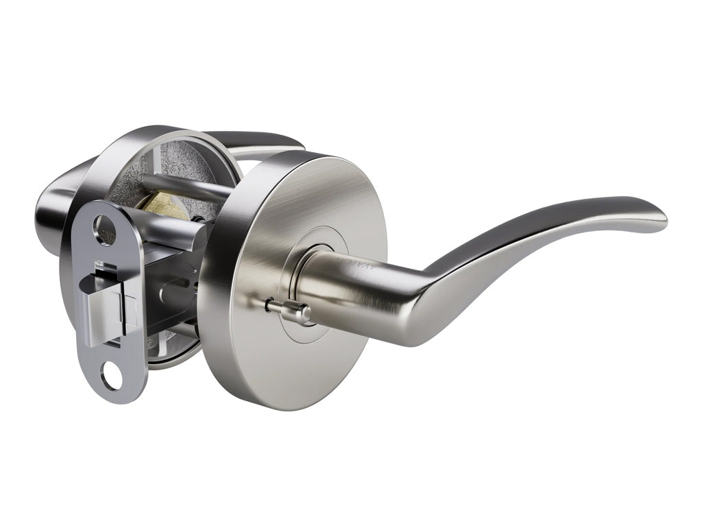 Avalon Charm Modern Interior Door Lever in Satin Nickel