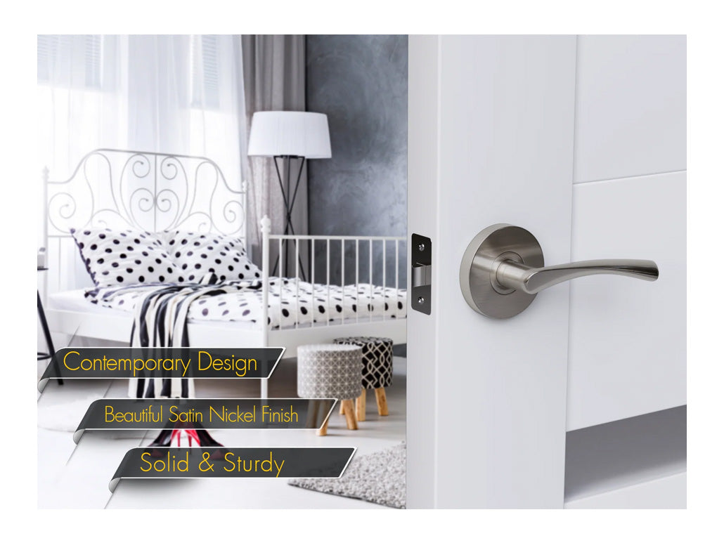 Avalon Charm Modern Interior Door Lever in Satin Nickel