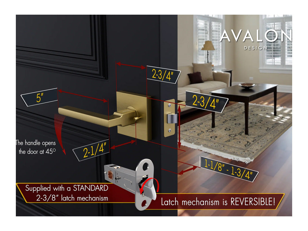 Avalon Concord Modern Interior Door Lever in Brushed Gold