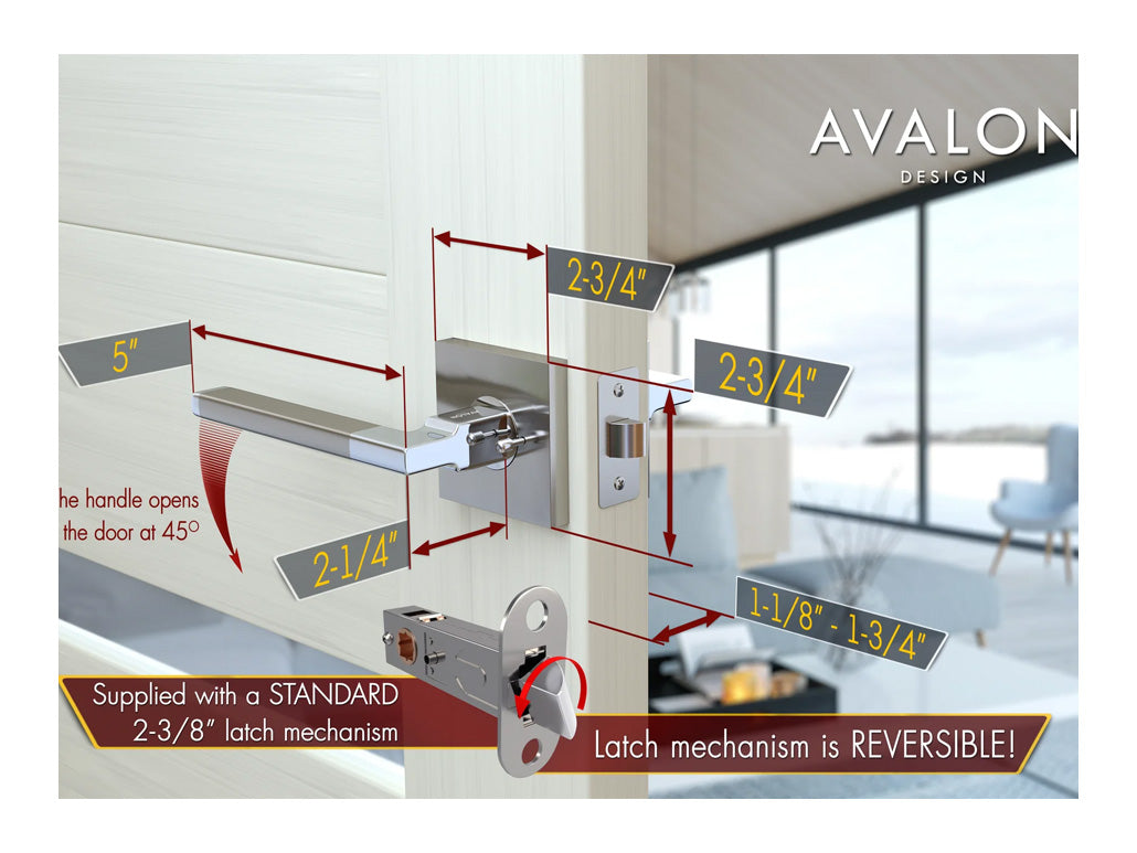 Avalon Concord Modern Interior Door Lever in Satin Nickel