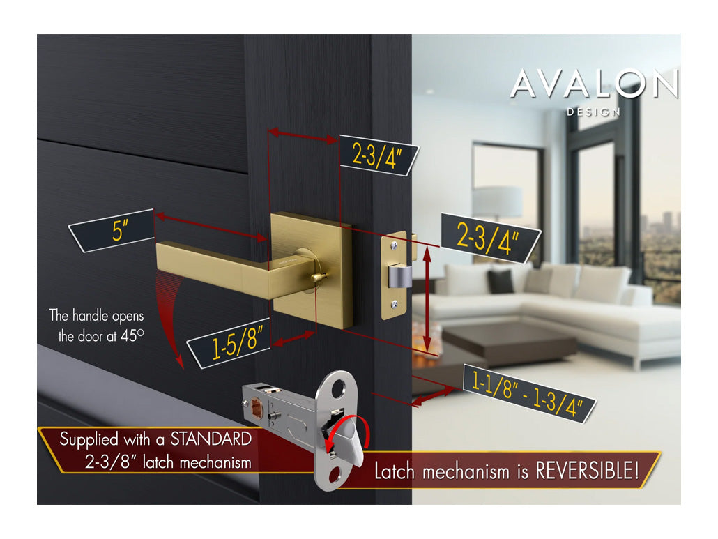 Avalon Mira Modern Interior Door Lever in Brushed Gold
