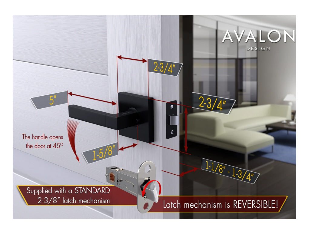 Avalon Mira Modern Interior Door Lever in Matte Black