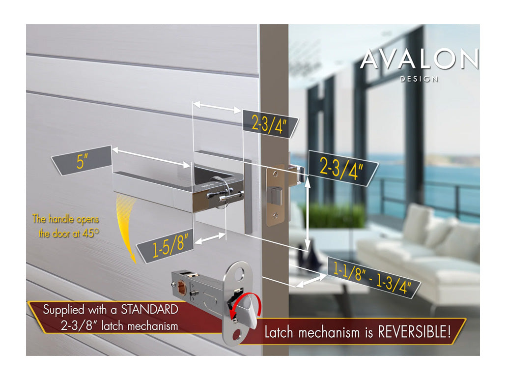 Avalon Mira Modern Interior Door Lever in Polished Chrome
