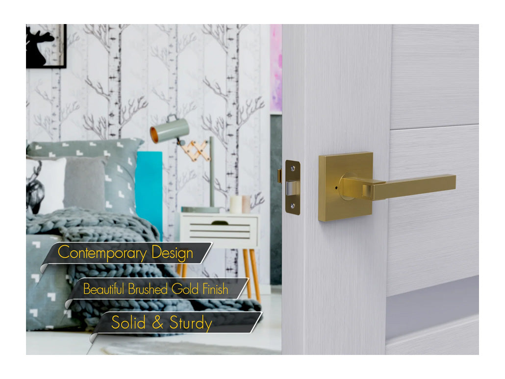 Avalon Nika Modern Interior Door Lever in Brushed Gold
