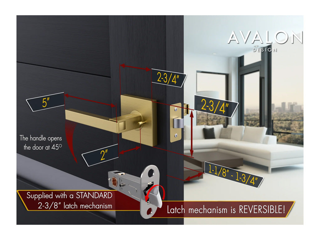 Avalon Nika Modern Interior Door Lever in Brushed Gold