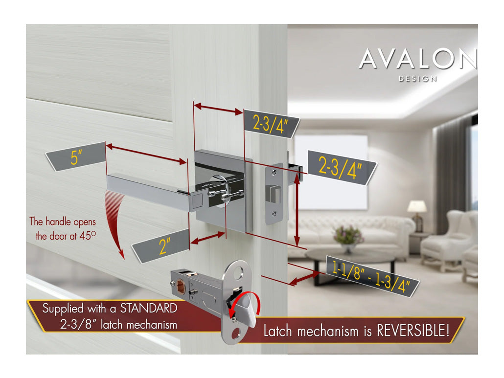 Avalon Nika Modern Interior Door Lever in Polished Chrome