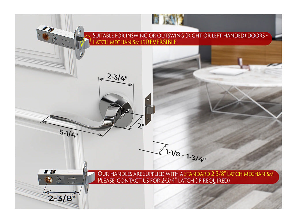 Avalon Venice Modern Interior Door Lever in Polished Chrome