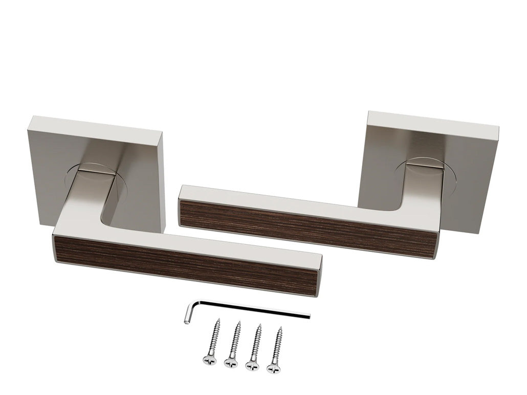 Avalon Woodline Modern Interior Door Lever in Satin Nickel