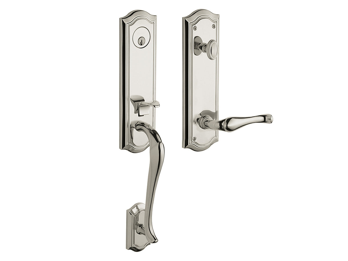 Baldwin Bethpage Handleset Polished Nickel with Lifetime Finish 055