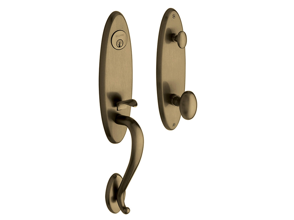Baldwin Blakely Handleset Satin Brass and Black 050