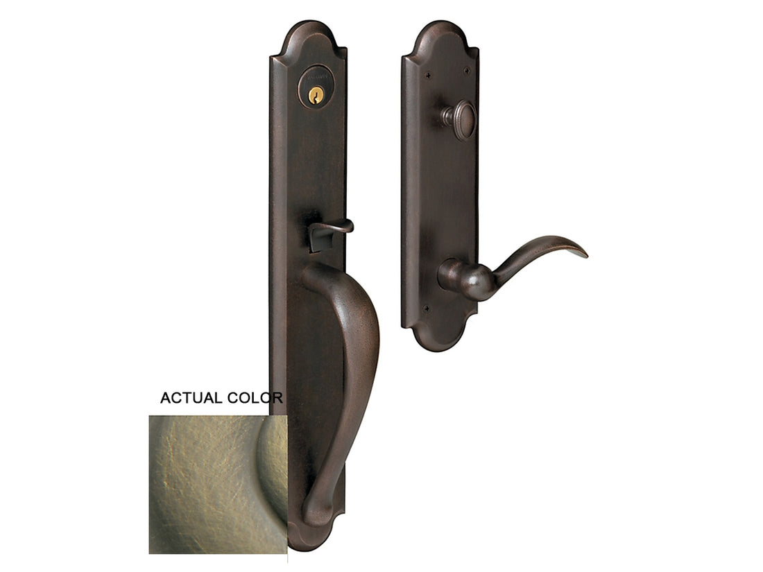 Baldwin Boulder Full Handleset Satin Brass and Black 050