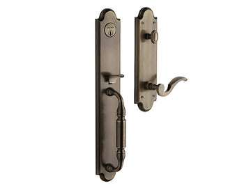 Baldwin Devonshire Emergency Egress Handleset Satin Brass and Black 050